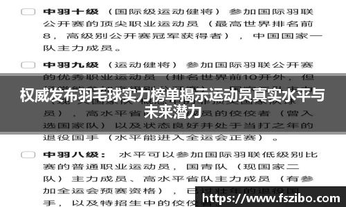 权威发布羽毛球实力榜单揭示运动员真实水平与未来潜力